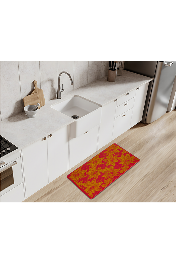 x Glitter Poinsettia Christmas Antifatigue Kitchen Mat $.